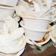 A pile of used takeout containers